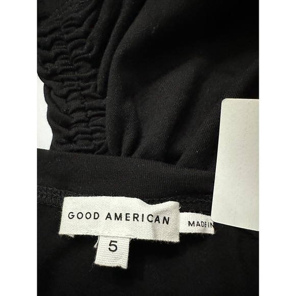 NWT‎ Good American Good Touch Ruched One Shoulder Tank Top Sz 5  Black - Picture 7 of 9